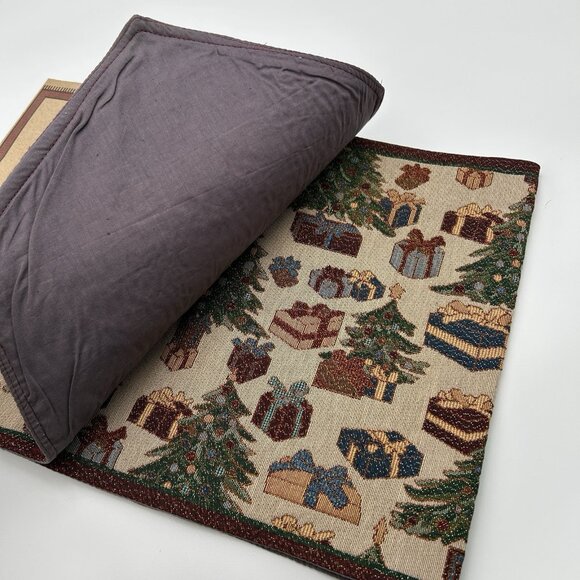 WINDHAM WEAVERS Christmas Table Runner 13x54 Metallic NEW Fabric Blend Lined - Picture 8 of 8